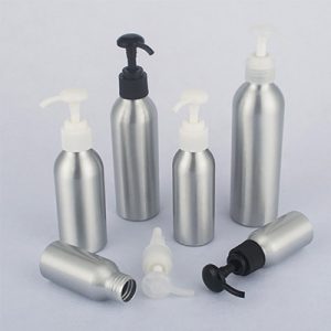 Customized 50ml 150ml 250ml silver white black aluminum lotion pump bottle