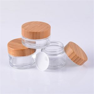 Cosmetic Skincare Container Bamboo Glass Cosmetic Jars 30ml 50ml 100ml