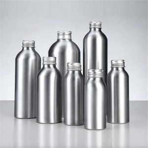 250ml Round Aluminum Bottles With Matte Silver Metal/Aluminu